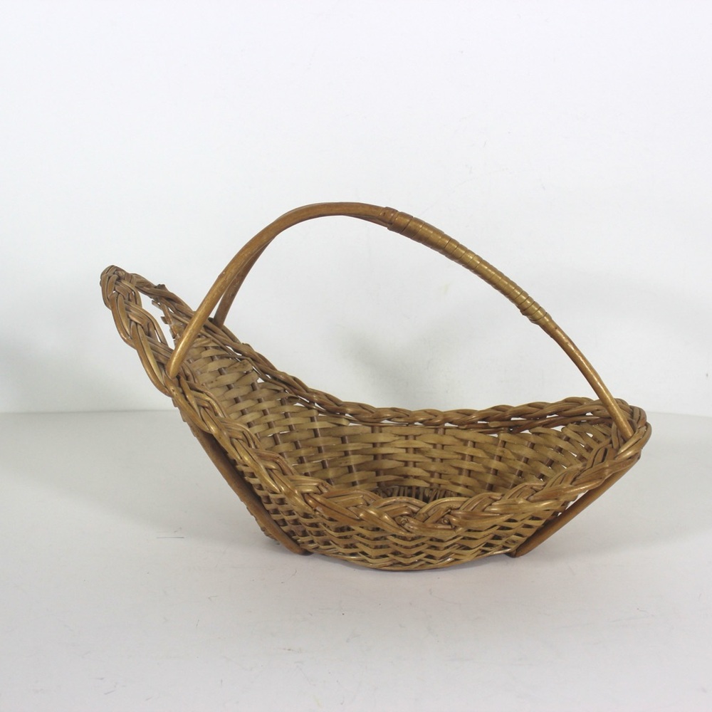 Vintage Wicker Wine Bottle Holder, Carrying Basket, Wine Carrier, Picnic Carrier